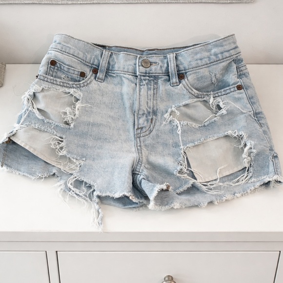 American Eagle Outfitters Pants - American Eagle Outfitters Ripped Light Blue Jean Shorts
